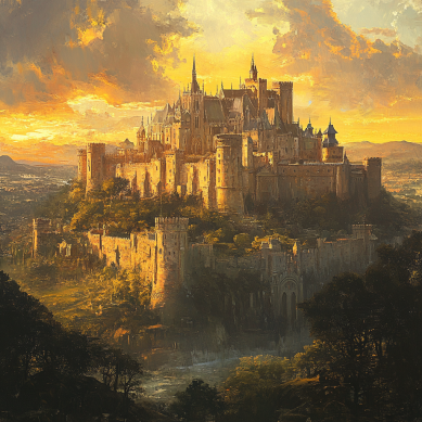 Define Laws, Morality, and Social Norms: Fantasy city surrounded by woodlands