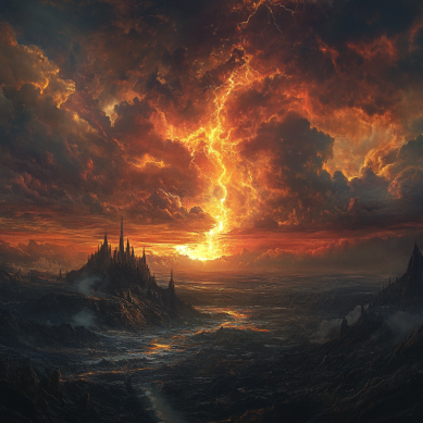 The Sky's End: The sky splitting above a high fantasy medieval kingdom.