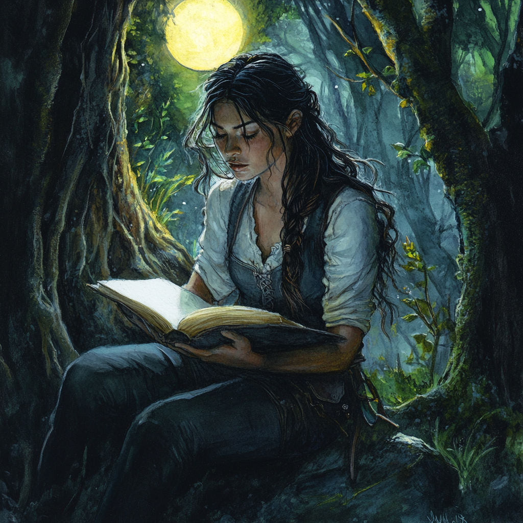 Craft Unique Supporting Characters. Woman reading a book in the woods.