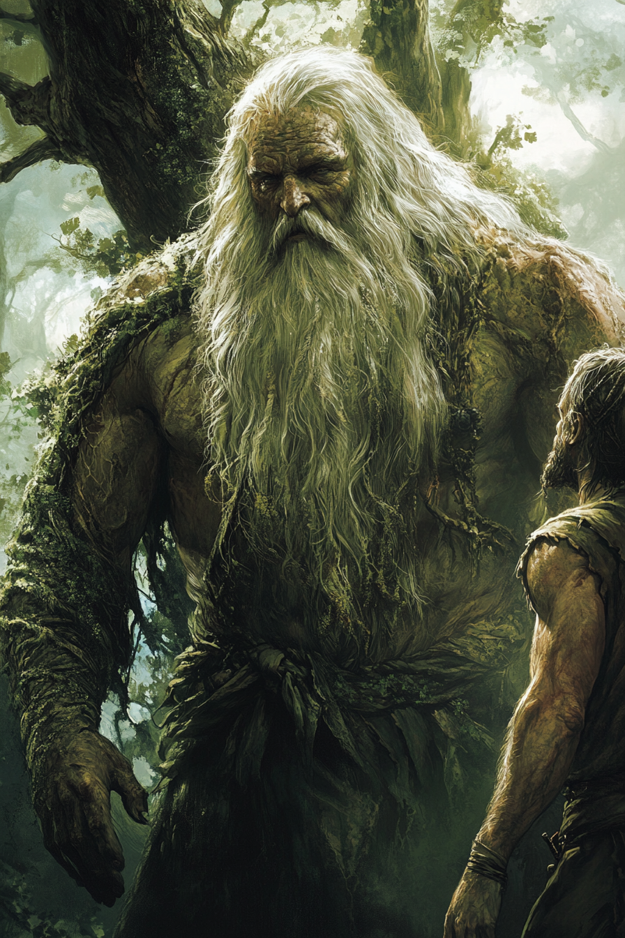Mythology in Fantasy: How to Create a Rich, Believable World. Forrest God standing before a mortal.